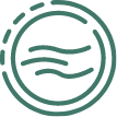 Green round logo with stripes